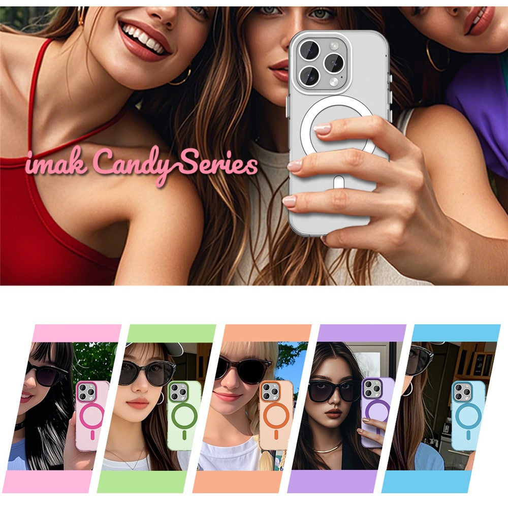 IMAK For iPhone 16 Pro Max Case Compatible with MagSafe Candy Color Anti Drop TPU + PET Back Cover