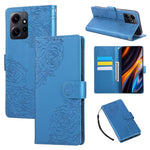 For Xiaomi Redmi Note 12 4G Case Rose Flower PU Leather Wallet Phone Cover with 3 Card Slots