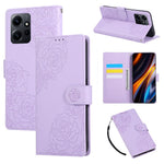 For Xiaomi Redmi Note 12 4G Case Rose Flower PU Leather Wallet Phone Cover with 3 Card Slots