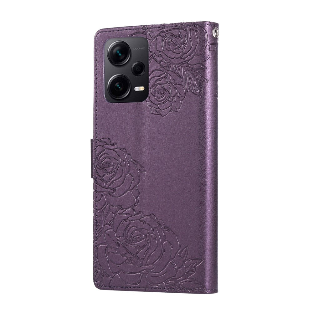 For Xiaomi Redmi Note 12 Pro+ 5G / Note 12 Explorer 5G Case Rose Flower PU Leather Wallet Phone Cover with 3 Card Slots