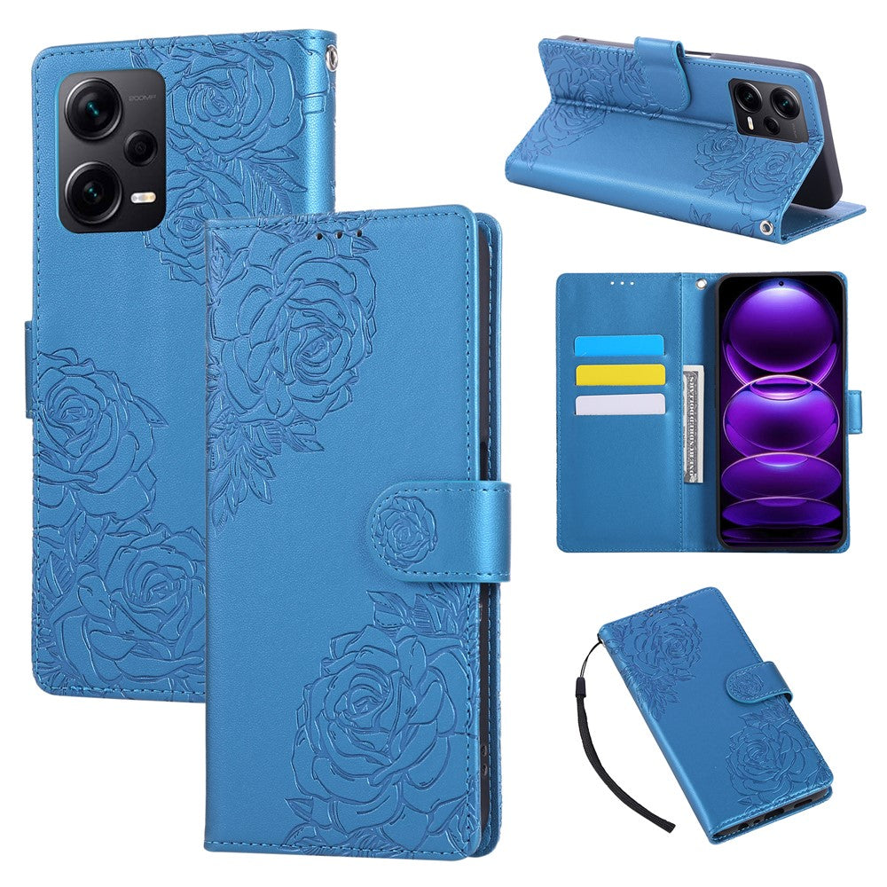 For Xiaomi Redmi Note 12 Pro+ 5G / Note 12 Explorer 5G Case Rose Flower PU Leather Wallet Phone Cover with 3 Card Slots