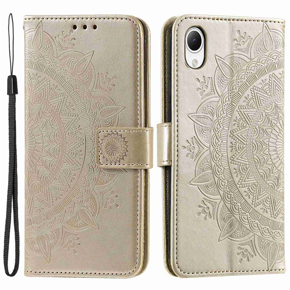 Til Samsung Galaxy A23s / A23e Drop Protection PU Lædercover Mandala Blomstermønster Præget Pung Stand Magnetisk Flip Telefoncover
