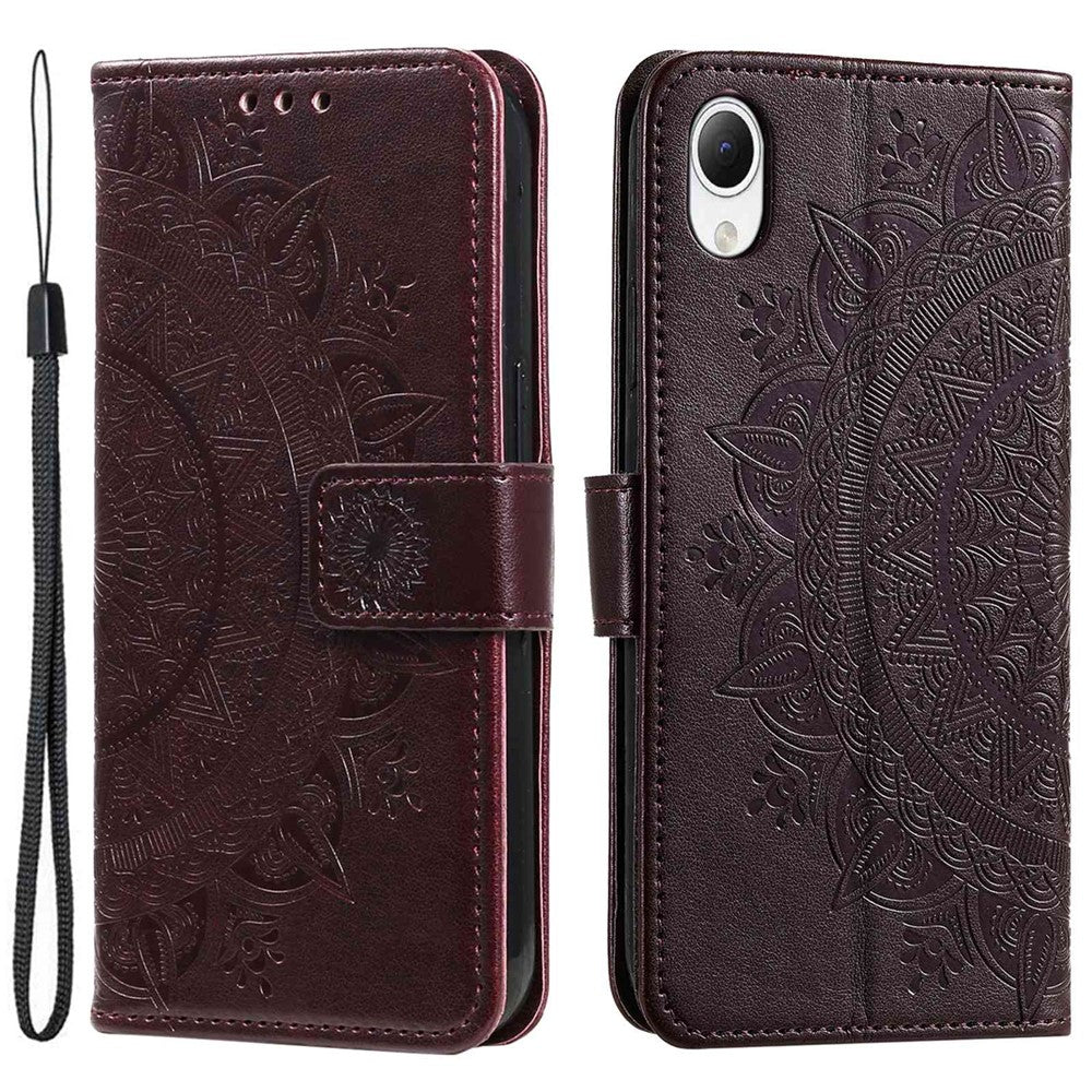 Til Samsung Galaxy A23s / A23e Drop Protection PU Lædercover Mandala Blomstermønster Præget Pung Stand Magnetisk Flip Telefoncover