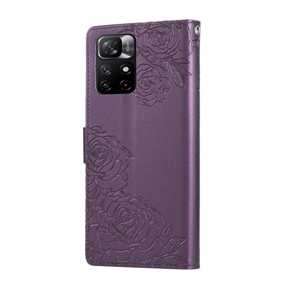 For Xiaomi Redmi Note 12S 4G / Note 11S 4G Case Rose Flower PU Leather Wallet Phone Cover with 3 Card Slots
