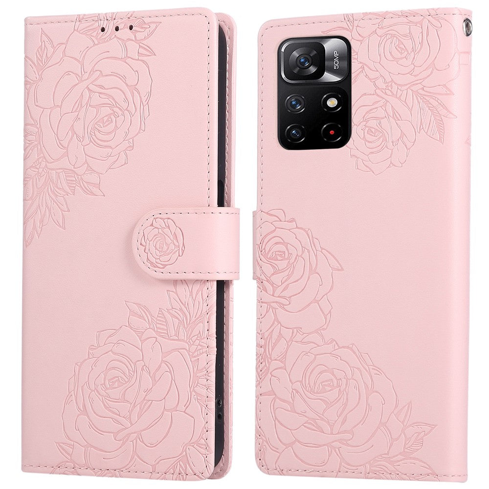For Xiaomi Redmi Note 12S 4G / Note 11S 4G Case Rose Flower PU Leather Wallet Phone Cover with 3 Card Slots