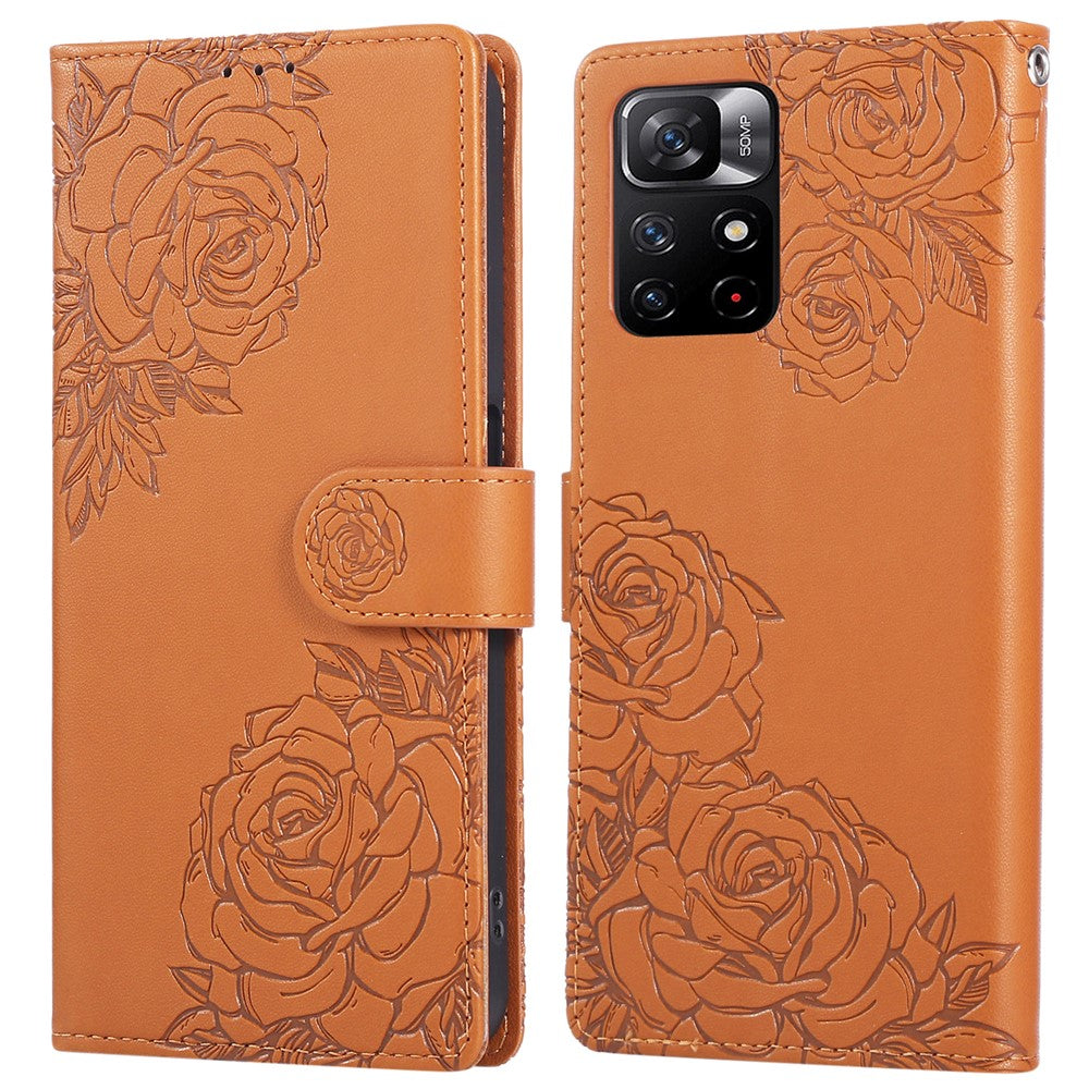 For Xiaomi Redmi Note 12S 4G / Note 11S 4G Case Rose Flower PU Leather Wallet Phone Cover with 3 Card Slots