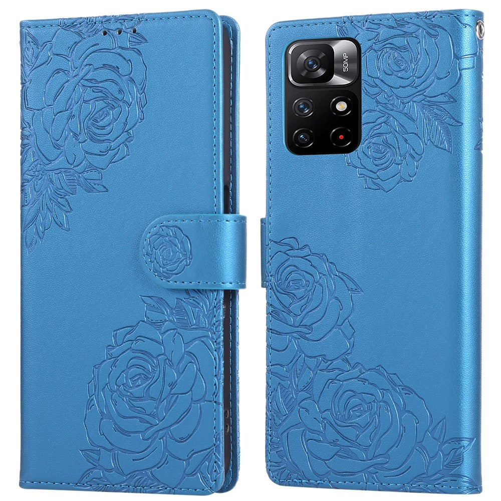 For Xiaomi Redmi Note 12S 4G / Note 11S 4G Case Rose Flower PU Leather Wallet Phone Cover with 3 Card Slots