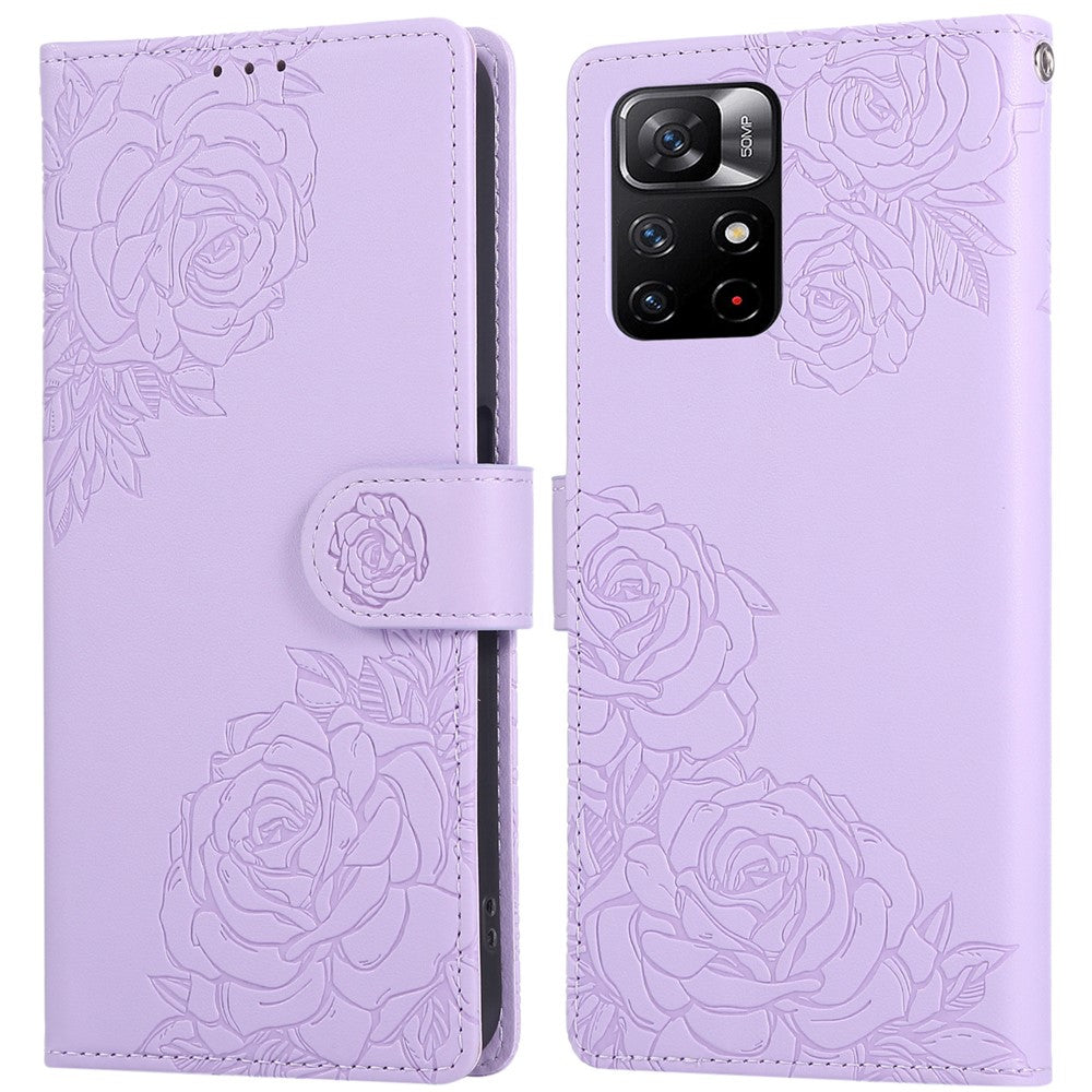 For Xiaomi Redmi Note 12S 4G / Note 11S 4G Case Rose Flower PU Leather Wallet Phone Cover with 3 Card Slots