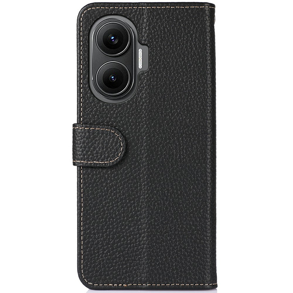 KHAZNEH Skal till Xiaomi Redmi Turbo 4 Pro 5G / Poco F7 5G i äkta läder, fällbart fodral