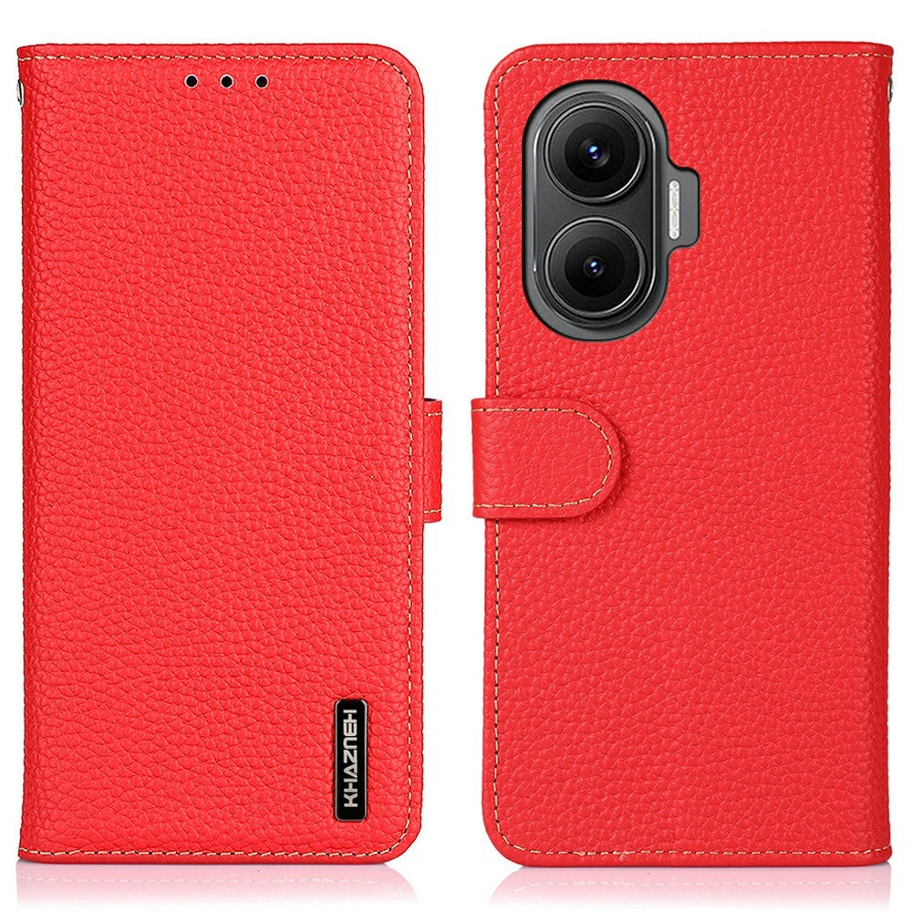 KHAZNEH Skal till Xiaomi Redmi Turbo 4 Pro 5G / Poco F7 5G i äkta läder, fällbart fodral