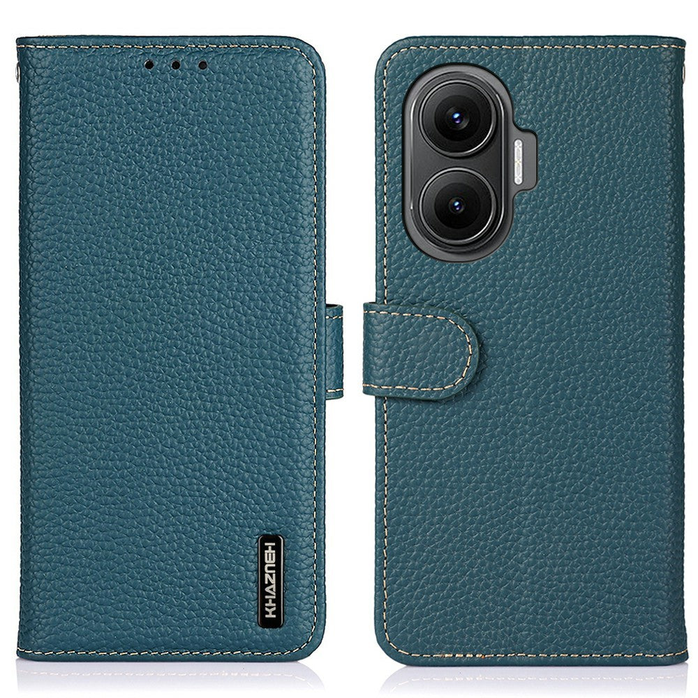 KHAZNEH Skal till Xiaomi Redmi Turbo 4 Pro 5G / Poco F7 5G i äkta läder, fällbart fodral