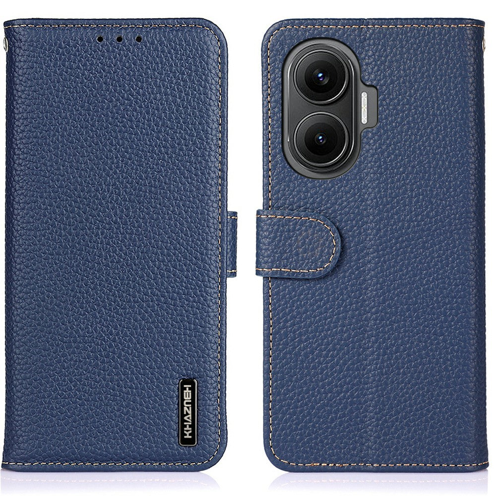 KHAZNEH Skal till Xiaomi Redmi Turbo 4 Pro 5G / Poco F7 5G i äkta läder, fällbart fodral