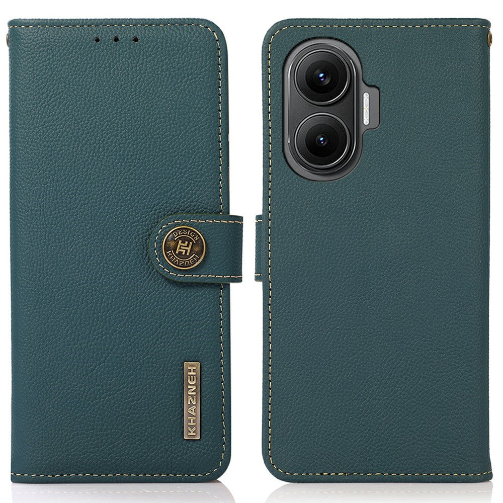 KHAZNEH for Xiaomi Redmi Turbo 4 Pro 5G  /  Poco F7 5G Case Genuine Cow Leather RFID Blocking Wallet Phone Cover