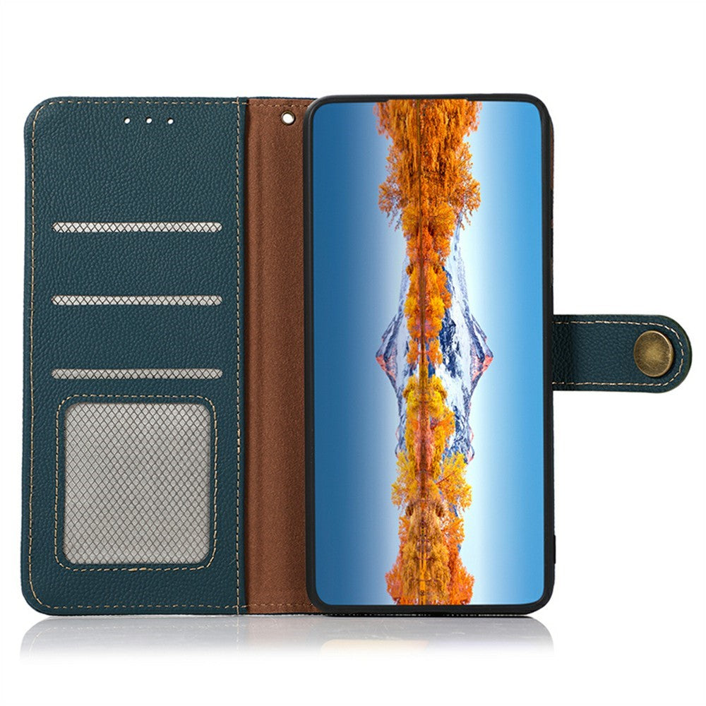 KHAZNEH for Xiaomi Redmi Turbo 4 Pro 5G  /  Poco F7 5G Case Genuine Cow Leather RFID Blocking Wallet Phone Cover