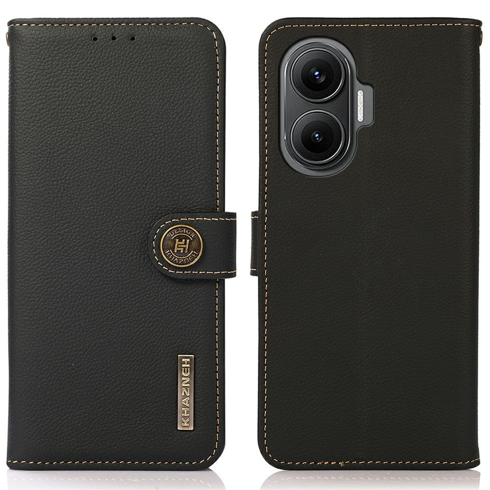 KHAZNEH for Xiaomi Redmi Turbo 4 Pro 5G  /  Poco F7 5G Case Genuine Cow Leather RFID Blocking Wallet Phone Cover