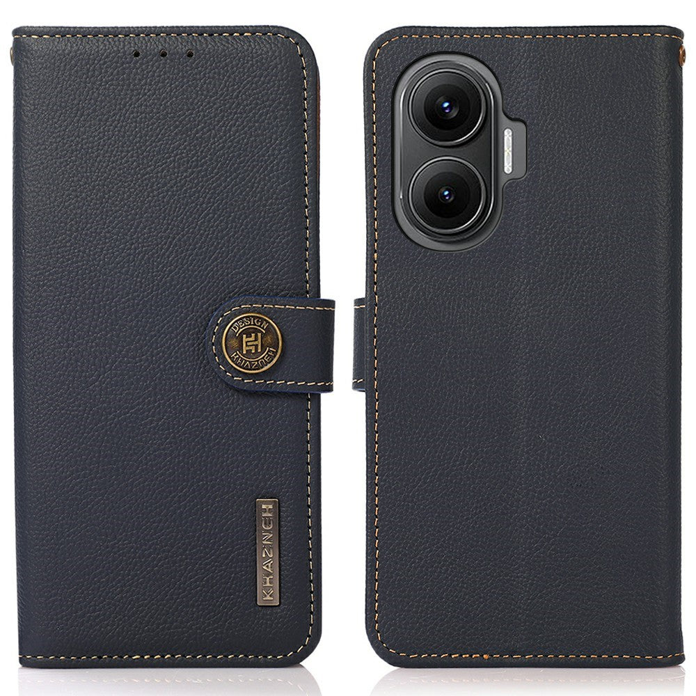 KHAZNEH for Xiaomi Redmi Turbo 4 Pro 5G  /  Poco F7 5G Case Genuine Cow Leather RFID Blocking Wallet Phone Cover