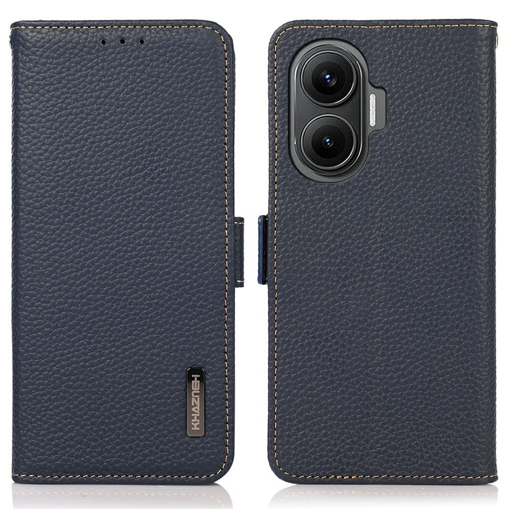 KHAZNEH for Xiaomi Redmi Turbo 4 Pro 5G  /  Poco F7 5G Phone Case Genuine Cow Leather Cover RFID Blocking