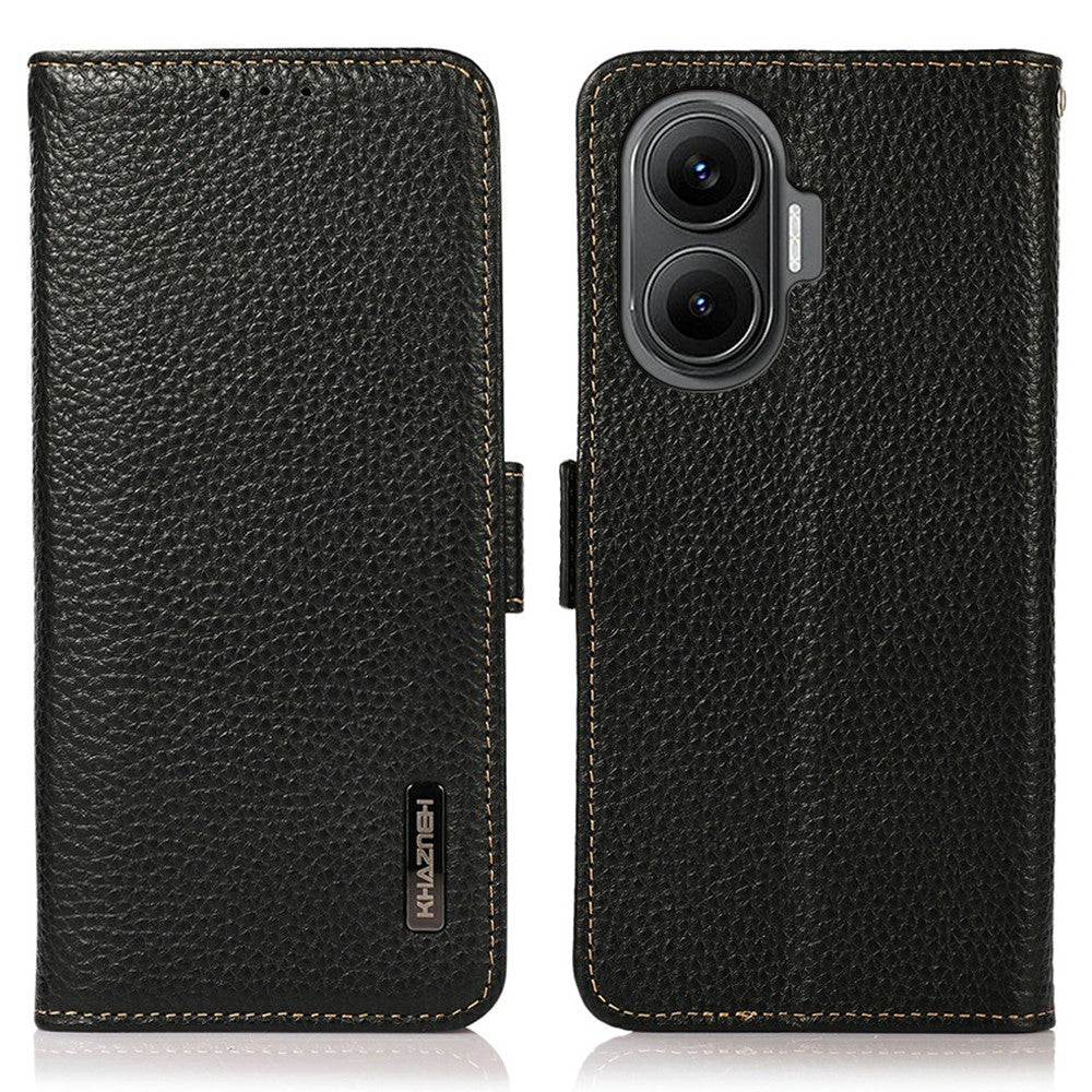 KHAZNEH for Xiaomi Redmi Turbo 4 Pro 5G  /  Poco F7 5G Phone Case Genuine Cow Leather Cover RFID Blocking