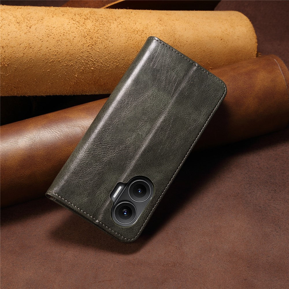 For Xiaomi Poco F7 5G / Redmi Turbo 4 Pro 5G Case Crazy Horse Texture Waxy Leather Wallet Stand Phone Cover