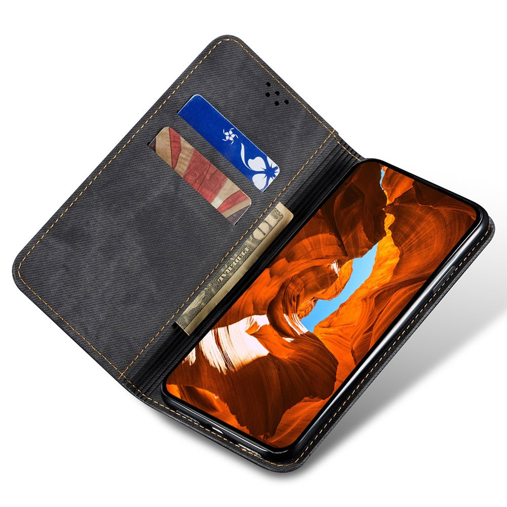 For Xiaomi Poco F7 5G / Redmi Turbo 4 Pro 5G Case Jeans Cloth Texture Anti-Scratch Leather Stand Phone Cover
