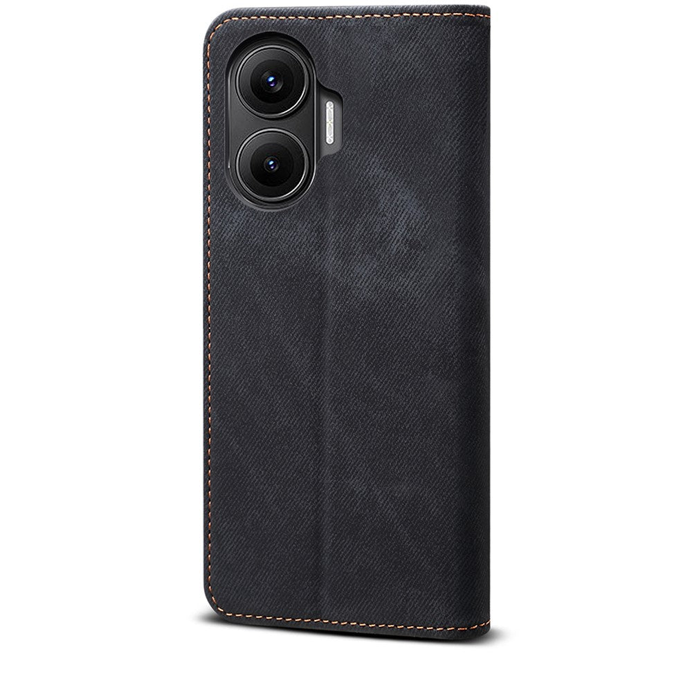 For Xiaomi Poco F7 5G / Redmi Turbo 4 Pro 5G Case Jeans Cloth Texture Anti-Scratch Leather Stand Phone Cover