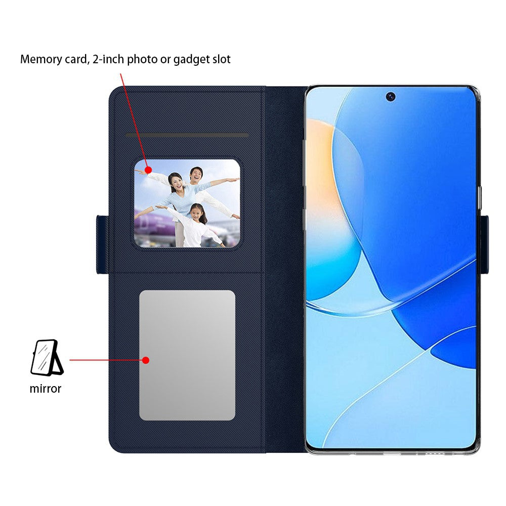 For Honor 400 Lite 5G Case Stand PU Leather Phone Cover Card Holder Mirror