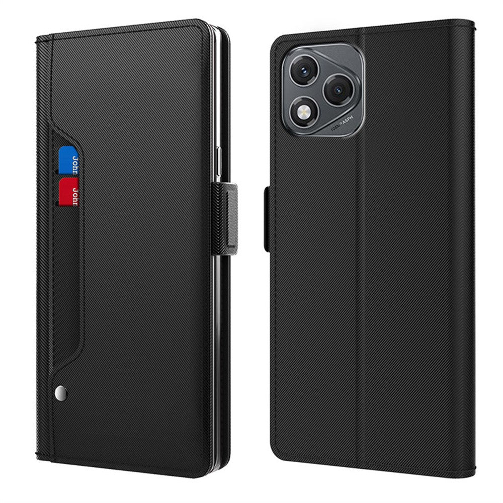 For Honor 400 Lite 5G Case Stand PU Leather Phone Cover Card Holder Mirror