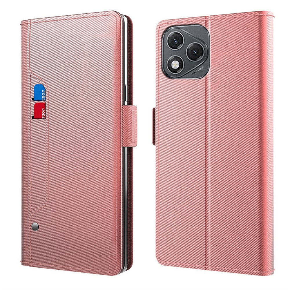 For Honor 400 Lite 5G Case Stand PU Leather Phone Cover Card Holder Mirror