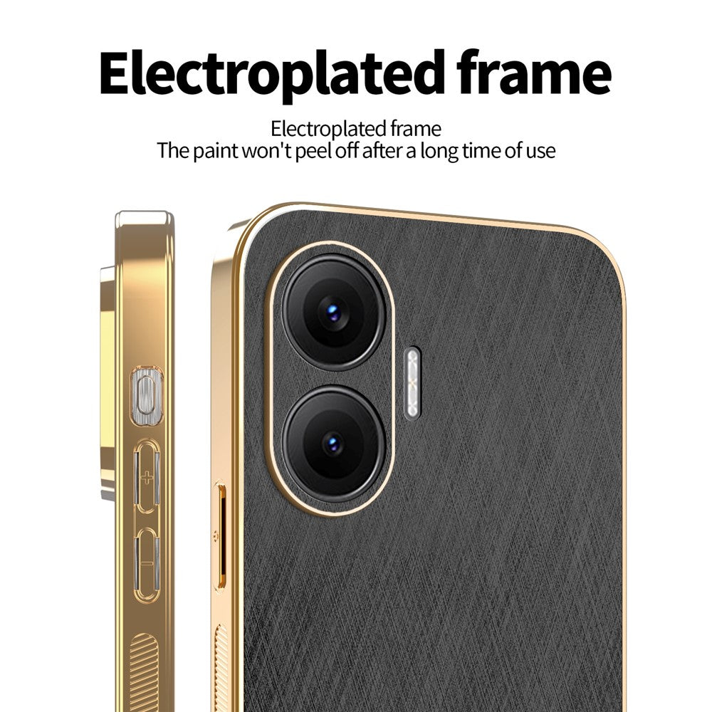KADEM For Xiaomi Redmi Turbo 4 Pro 5G / Poco F7 5G Case Electroplating Silk Texture PU + TPU Phone Back Cover