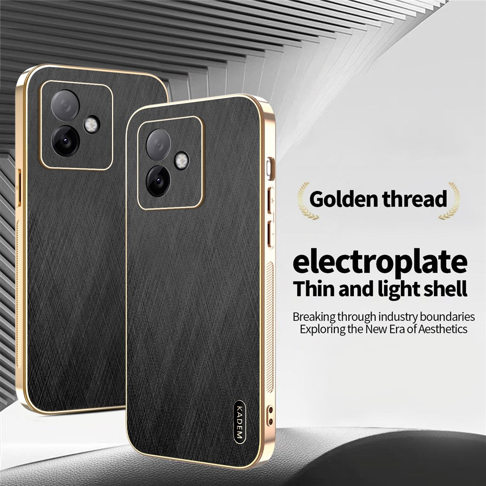 KADEM For Honor X60 GT 5G Case Electroplating Silk Texture PU + TPU Phone Back Cover