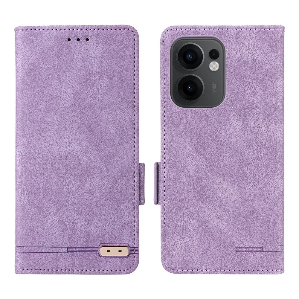 Oppo Reno13 F 5G (Reno 13 FS 5G) / 4G-skal, läderplånbok, fällbart mobilfodral med hårdvarudekor