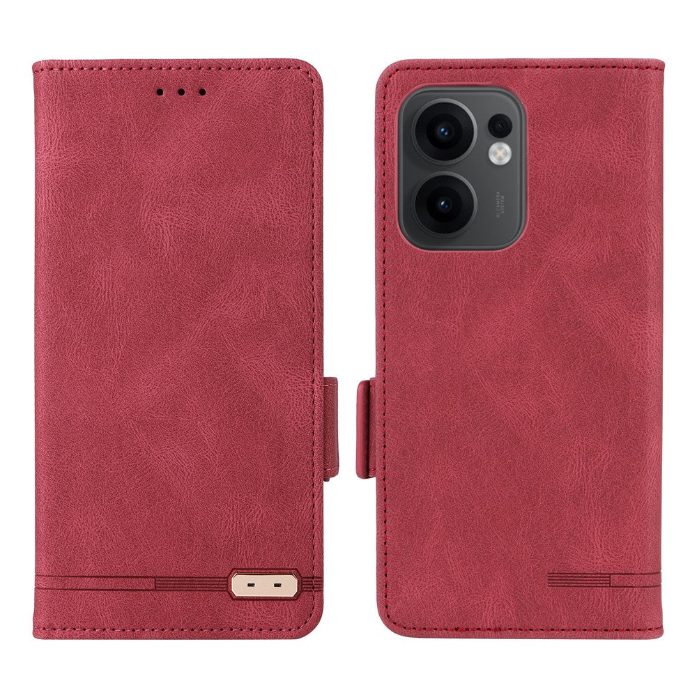 Oppo Reno13 F 5G (Reno 13 FS 5G) / 4G-skal, läderplånbok, fällbart mobilfodral med hårdvarudekor