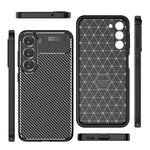 Samsung Galaxy S23+ Kolfiberstruktur Flexibelt TPU-mobilskal Stoppsäkert Bakstycke