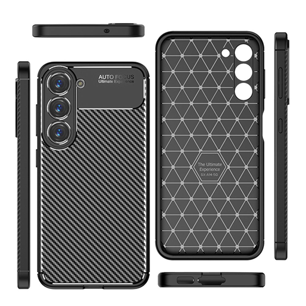 Samsung Galaxy S23+ Kolfiberstruktur Flexibelt TPU-mobilskal Stoppsäkert Bakstycke