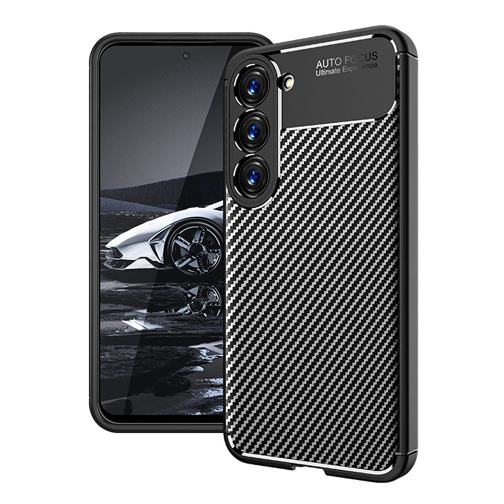 Samsung Galaxy S23+ Kolfiberstruktur Flexibelt TPU-mobilskal Stoppsäkert Bakstycke