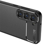 Samsung Galaxy S23+ Kolfiberstruktur Flexibelt TPU-mobilskal Stoppsäkert Bakstycke
