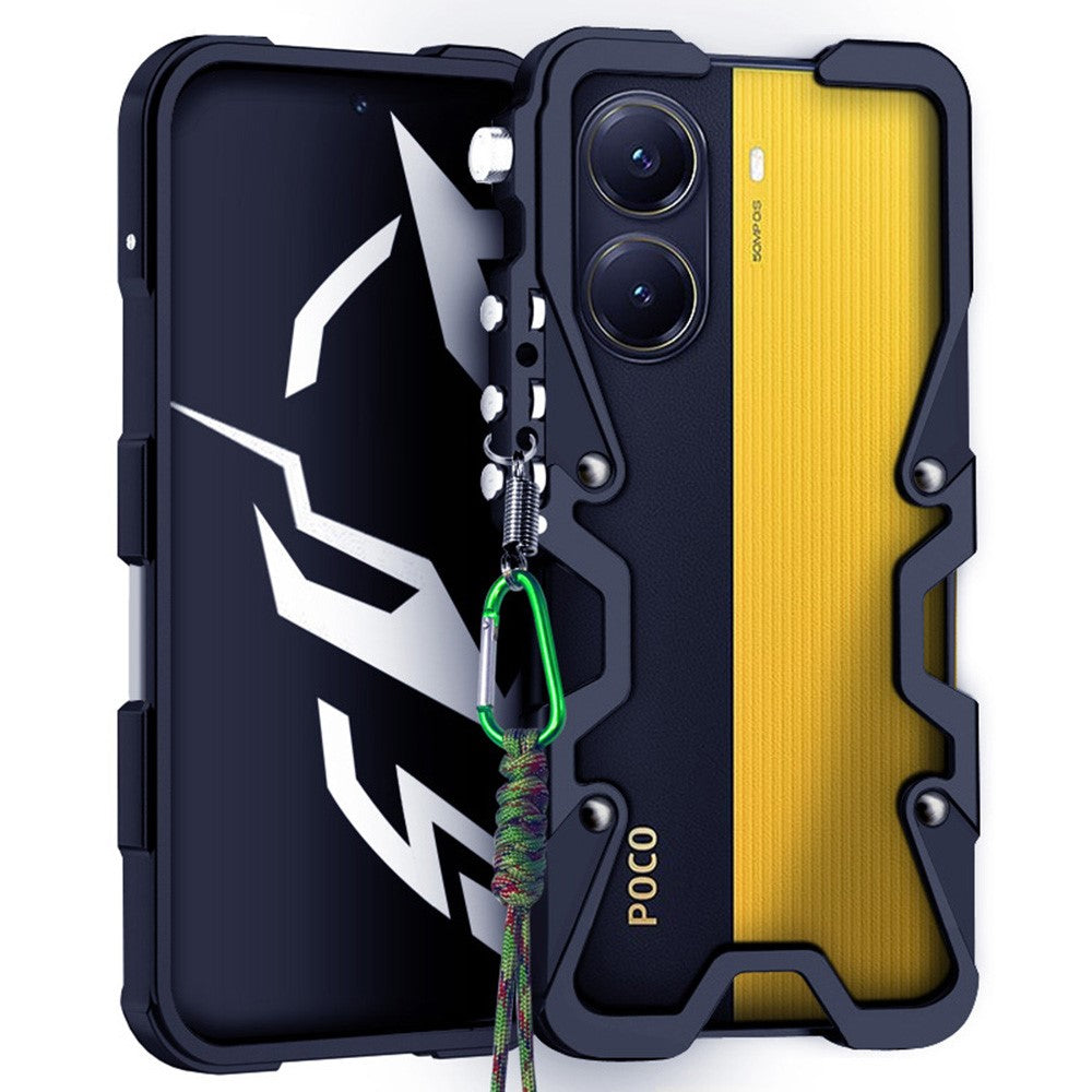 For Xiaomi Poco X7 Pro 5G Bumper Case Aluminium Alloy Metal Phone Shell Cover with Strap