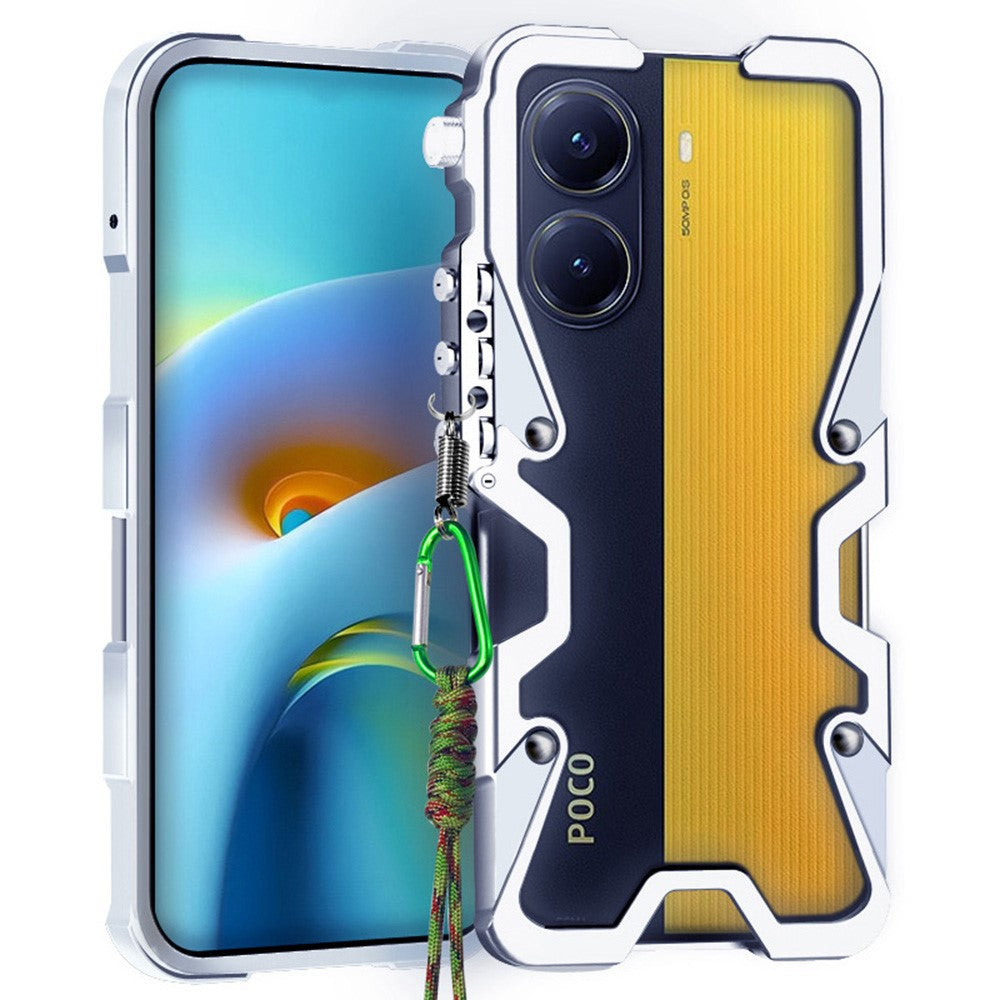 For Xiaomi Poco X7 Pro 5G Bumper Case Aluminium Alloy Metal Phone Shell Cover with Strap