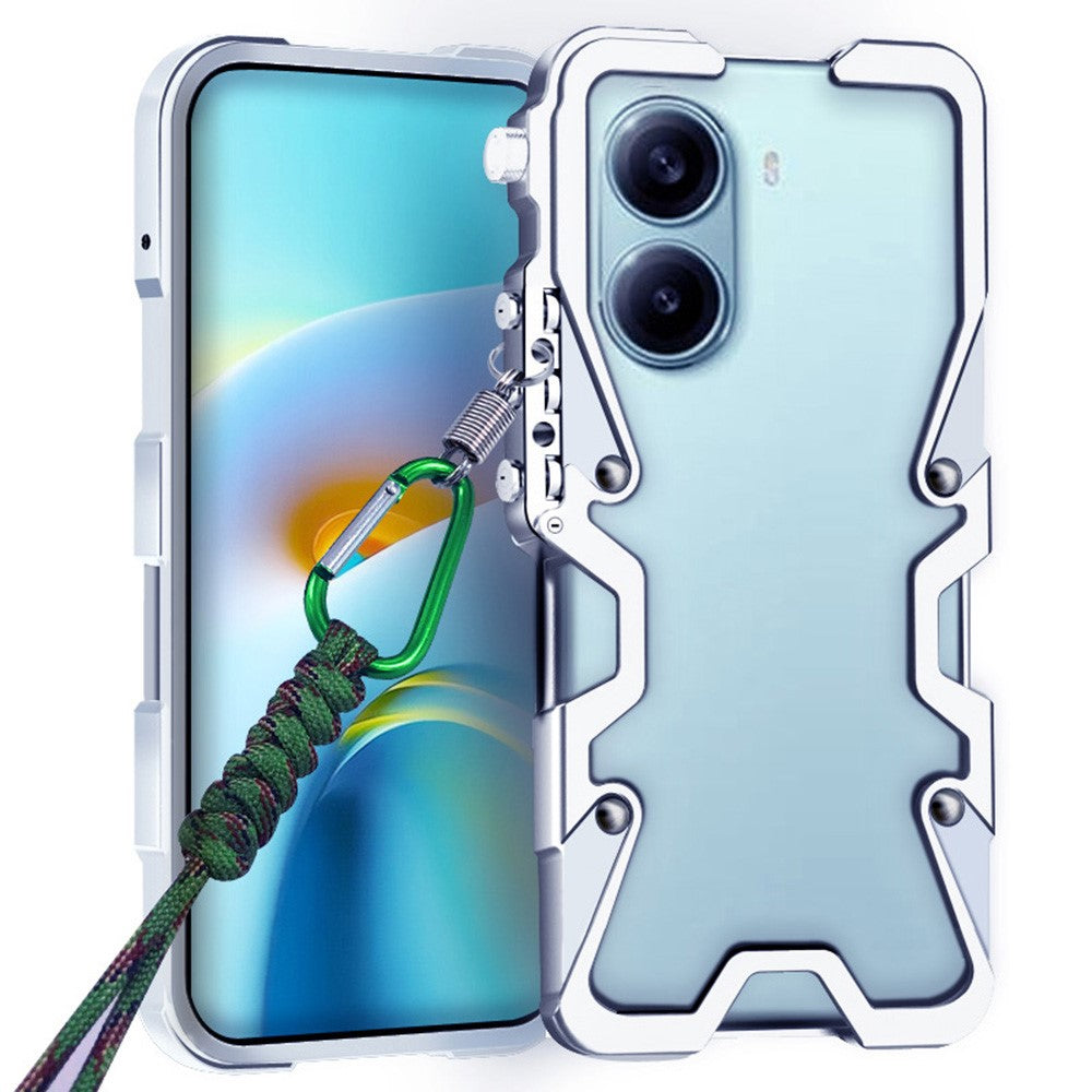 For Xiaomi Redmi Turbo 4 5G Bumper Case Aluminium Alloy Metal Phone Shell Cover with Strap