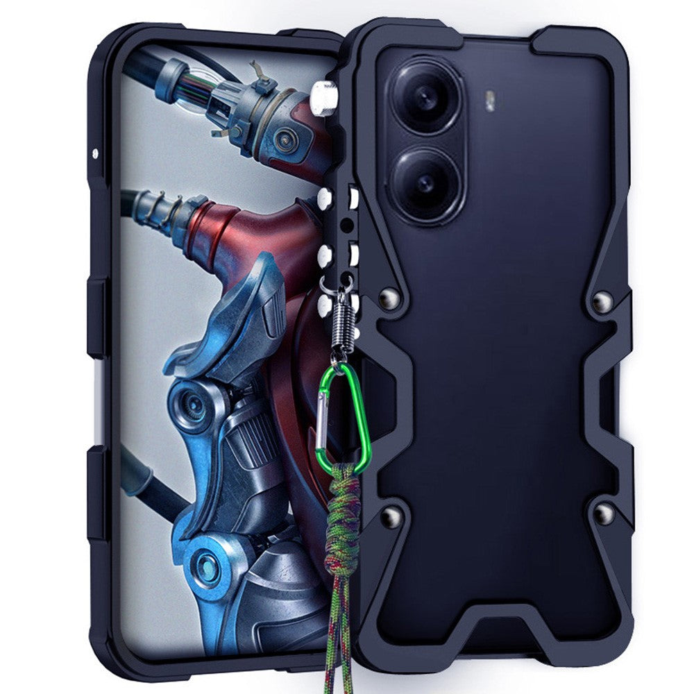 For Xiaomi Redmi Turbo 4 5G Bumper Case Aluminium Alloy Metal Phone Shell Cover with Strap