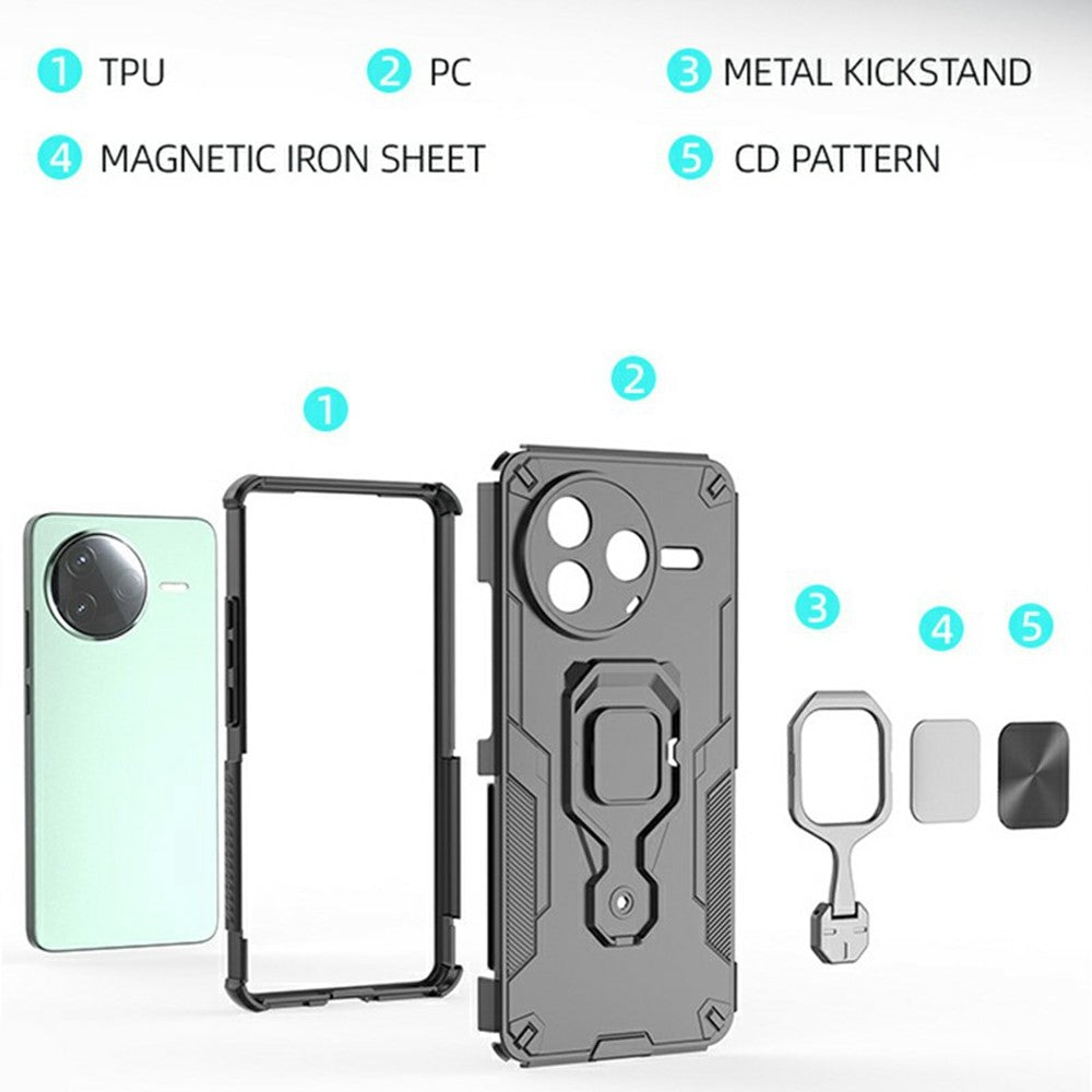 For Xiaomi Redmi K80 5G  /  Poco F7 Pro 5G Case Rotatable Ring Kickstand PC + TPU Shockproof Phone Cover