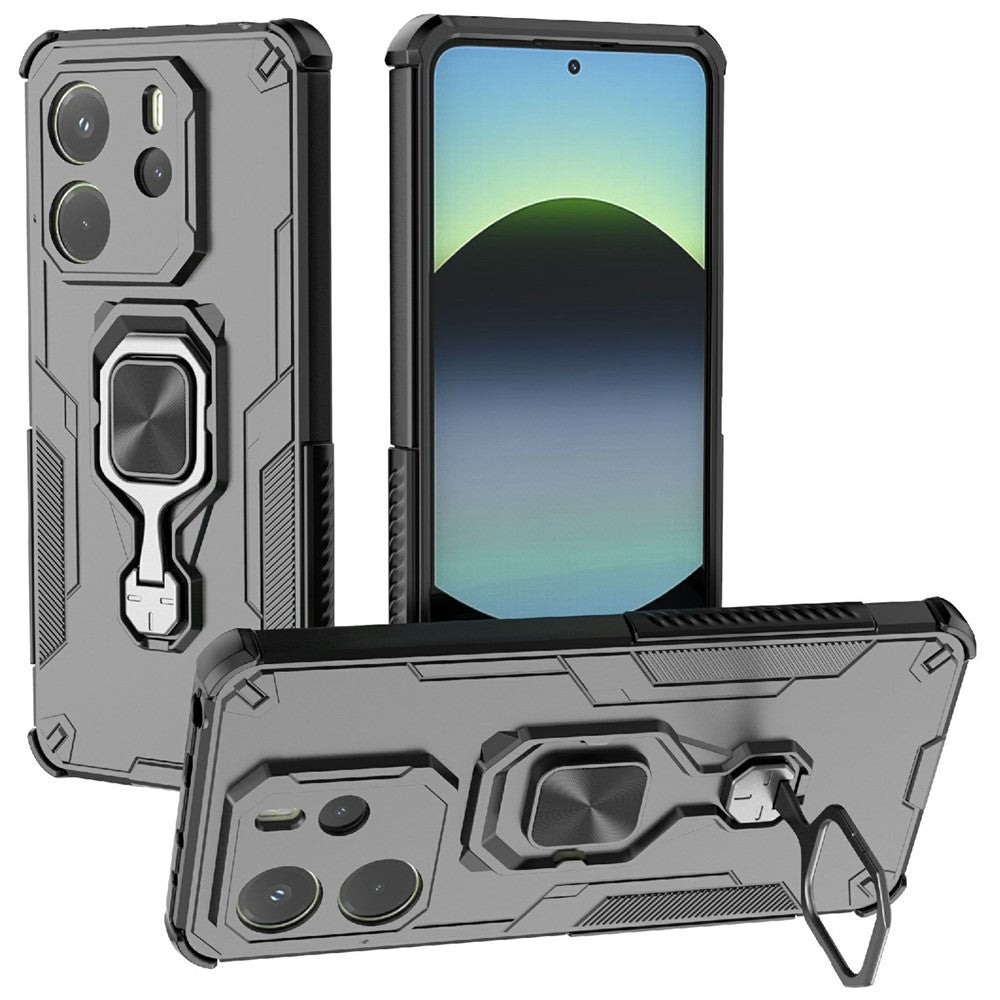 For Xiaomi Redmi Note 14 4G (164.84mm) Case Rotatable Ring Kickstand PC + TPU Shockproof Phone Cover