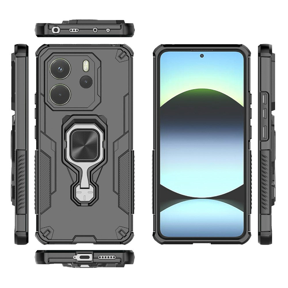For Xiaomi Redmi Note 14 4G (164.84mm) Case Rotatable Ring Kickstand PC + TPU Shockproof Phone Cover