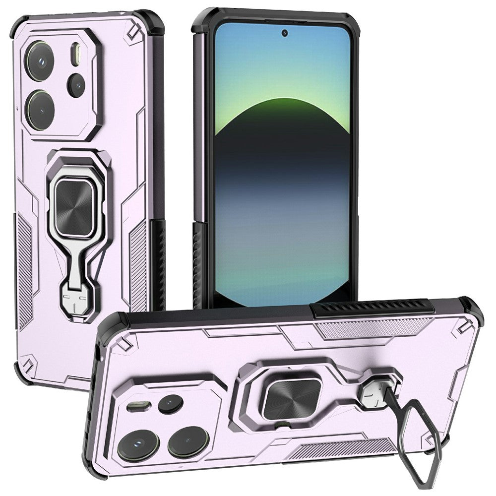 For Xiaomi Redmi Note 14 4G (164.84mm) Case Rotatable Ring Kickstand PC + TPU Shockproof Phone Cover