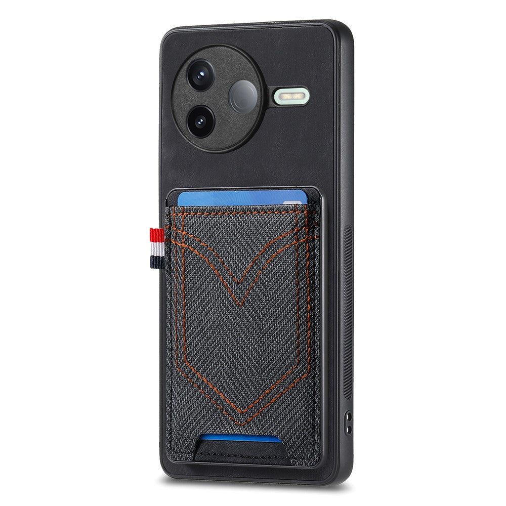 Xiaomi Poco F7 Pro 5G / Xiaomi Redmi K80 5G mobilskal Retro Jean Tygtextur Läder Baksida med Korthållare
