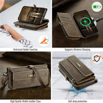 CASEME For iPhone 17e / 16e Case  C39 RFID Blocking Zipper Wallet Stand Leather Cover with Strap