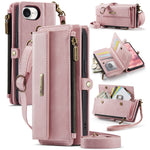 CASEME For iPhone 17e / 16e Case  C39 RFID Blocking Zipper Wallet Stand Leather Cover with Strap