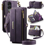 CASEME For Samsung Galaxy S25 Edge Case  C39 RFID Blocking Zipper Wallet Stand Leather Cover with Strap