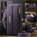 CASEME For Samsung Galaxy S25 Edge Case  C39 RFID Blocking Zipper Wallet Stand Leather Cover with Strap
