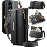 CASEME For Samsung Galaxy S25 Edge Case  C39 RFID Blocking Zipper Wallet Stand Leather Cover with Strap